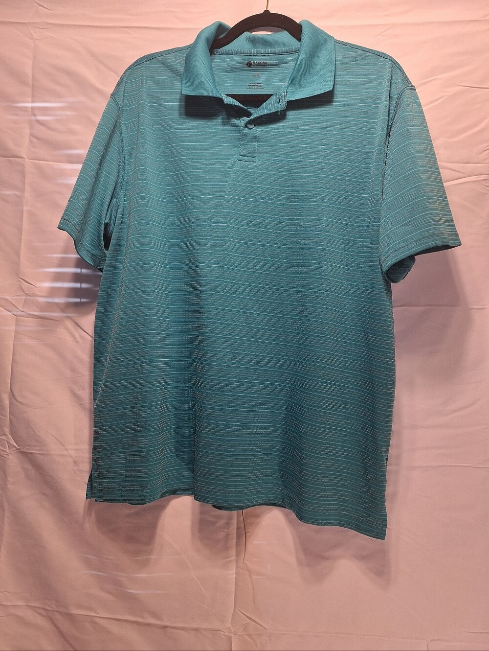 Men's Haggar Teal Short Sleeve Performance Polo Size Large